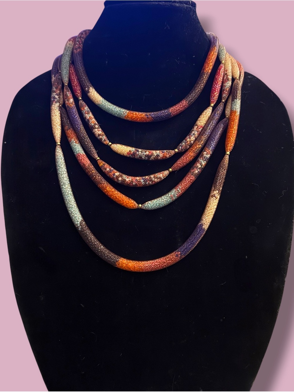 Chico’s multi strand multicolor mesh tube statement necklace